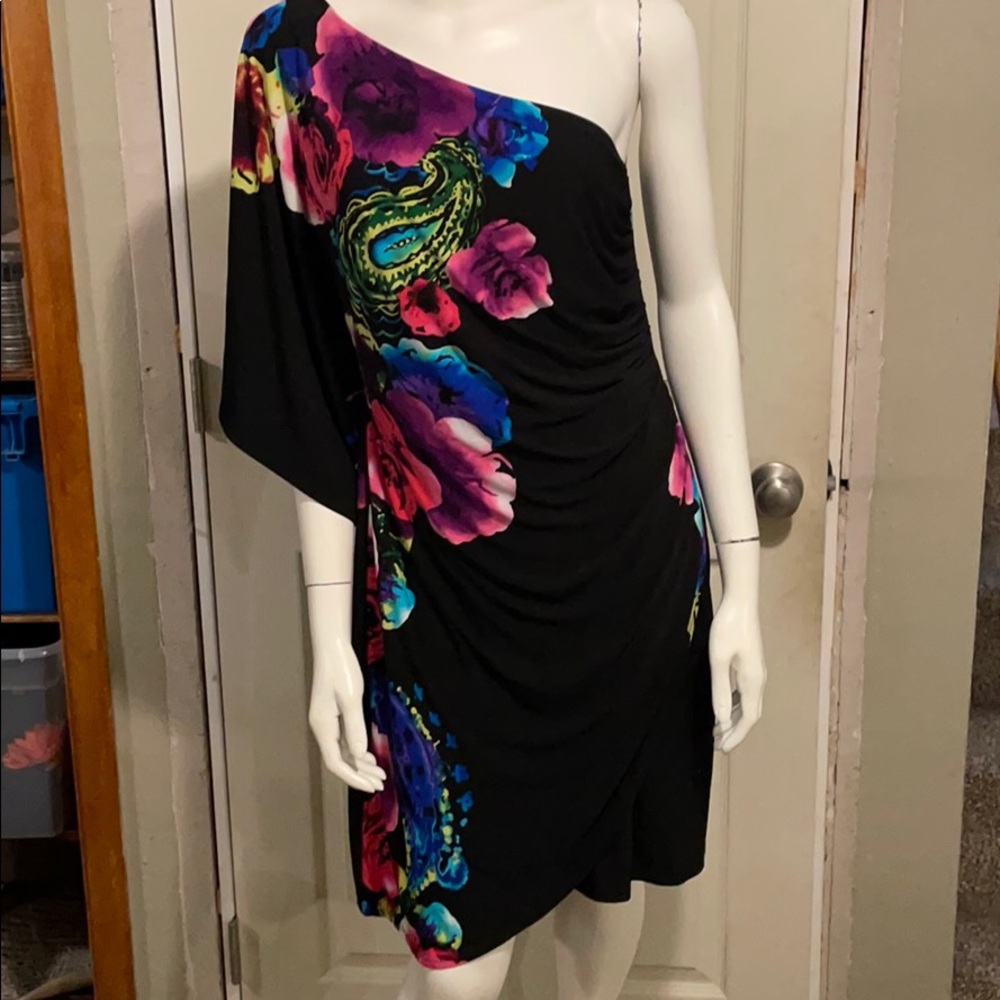 One shoulder lined dress.